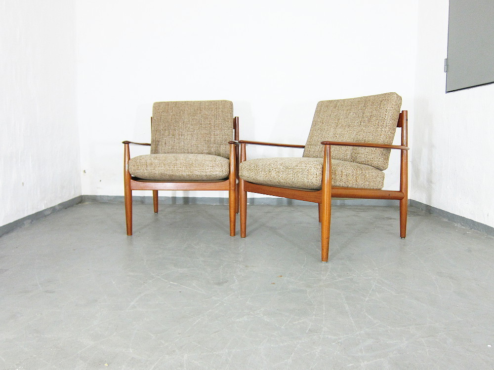 2 Teak Easy Chairs Design Grete Jalk for France & Son