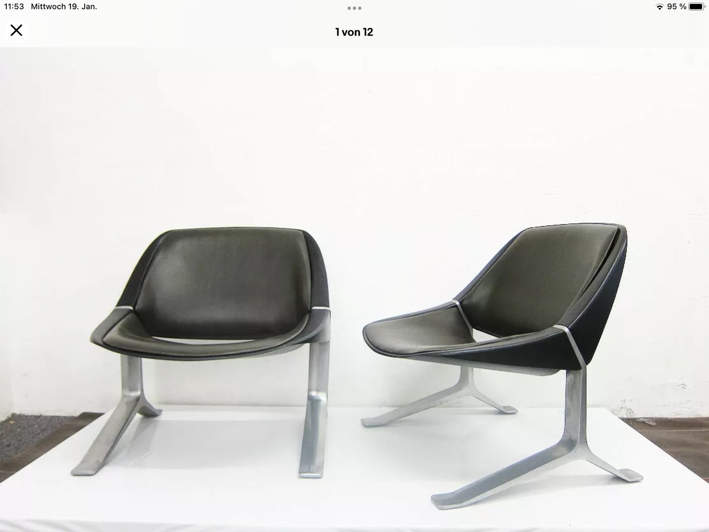 2 Lounge Chairs Design Knut Hesterberg Aluminum Plastic Leather