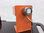 Kleine orange Schreibtischlampe Kubisches Design 70er Space Age